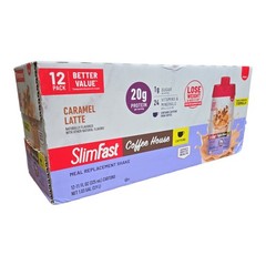 SlimFast Energy Meal Replacement Shake, 20g Protein Caramel Latte, 11oz, 12ct