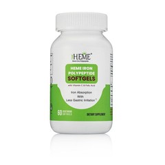 Heme Iron Polypeptide Softgels with Vitamin C Folic Acid 60 Count Gluten Free