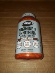 NOW Foods Arginine & Ornithine 500 mg 250 mg 250 Veg Capsules Exp 11/2028
