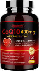 Coq10-400Mg with Trans-Resveratrol, PQQ & Vitamin E – High Absorption Coenzyme-Q