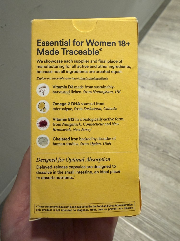 New Ritual Essential Multivitamin for Women 18+ Vegan Capsules Mint 60ct Non-GMO
