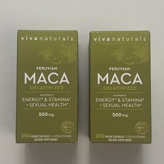 Lot of 2 – Viva Naturals Peruvian Maca, Gelatinized, 500 mg, 250 Veggie Capsules