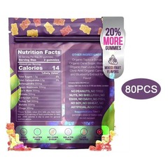 Natural Mushroom Supplement Gummies Ashwagandha Shiitake 80 Counts Fruit Flavor