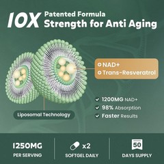 Liposomal NAD+ Supplement 1200Mg with Trans Resveratrol – Boost NAD+ Levels, Ene
