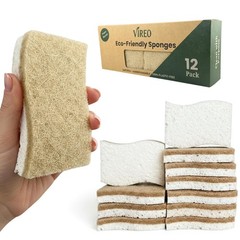 12 Pack Non-Scratch & Odor-Free Eco Sponges – Natural Biodegradable Cellul