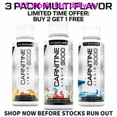 Cutler Nutrition 3 Pack Multi Flavor Carnitine Liquid 3000 Energy Sport Beverage