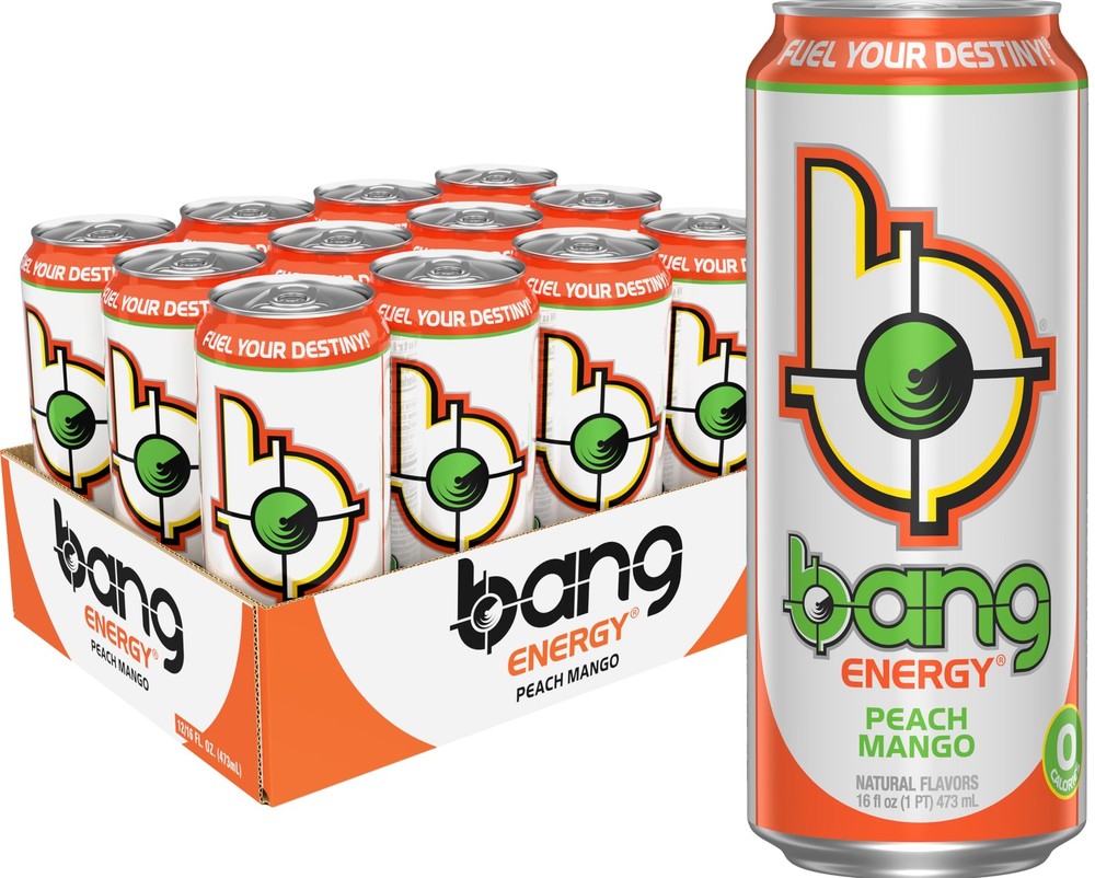 Bang Energy Peach Mango, SugarFree Energy Drink, 16Ounce
