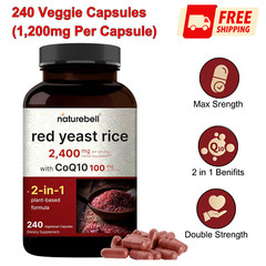 “Herbal Supplement 2,400mg with CoQ10 100mg, 240 Capsules, Heart & Energy Suppor