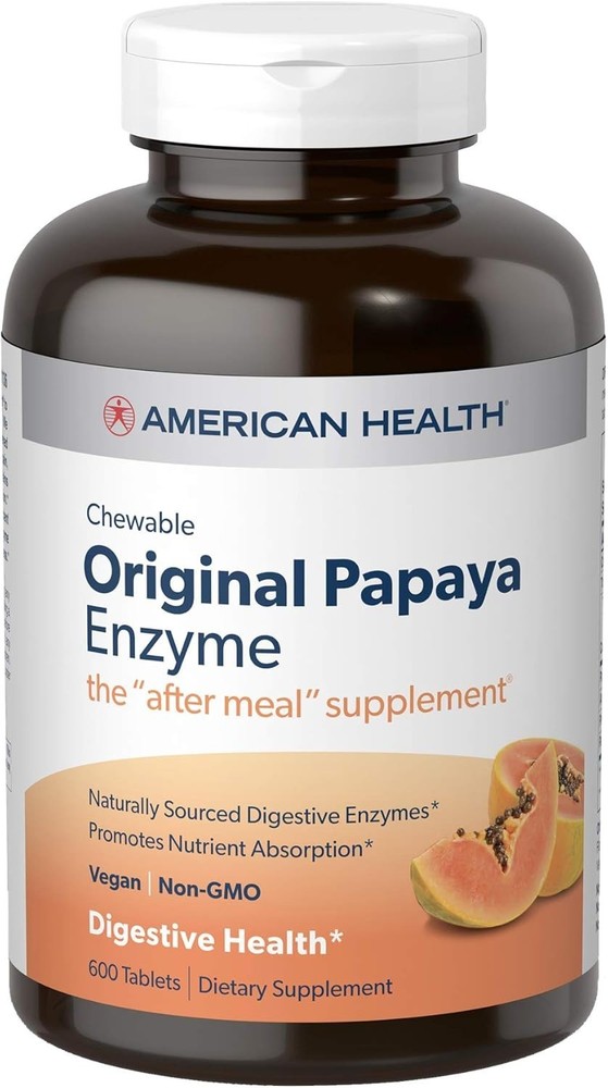 American Health Original Papaya Enzyme Chewable 600 Tablets