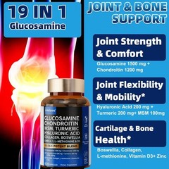 Glucosamine, Chondroitin and MSM Joint Support Pain Relief Turmeric Capsules 120