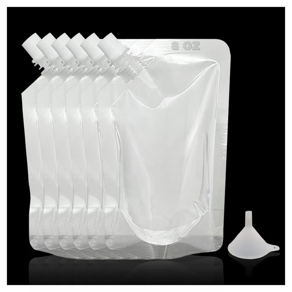 6-Piece Drinks Flasks – Reusable Plastic Flasks for Sneaking, with Funnel – 8…