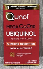 Qunol Mega CoQ10 Ubiquinol Super Absorption Vitamins 100mg – 60 Softgels 02/2028