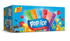 Pop-Ice Assorted Fruit Freezer Ice Pops, Gluten-Free Frozen Snack, 1.5 oz, 80 Ct