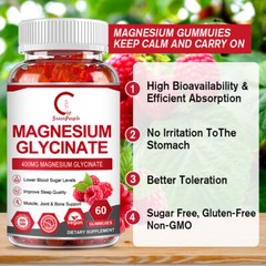 2Packs Magnesium Glycinate Gummies Bone,Heart Nervous System Health Supplement