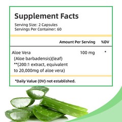 Aloe Vera Capsules 20000mg – Health Immune, Detox Cleaning, Digestive Support