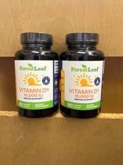 2 BOTTLES Forest Leaf, Vitamin D3, 250 mcg (10,000 IU), 180 Vegetable Capsules