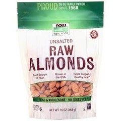 Now Raw Almonds – Unsalted 1 lbs