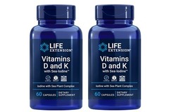 2 x Life Extension Vitamins D and K Sea-Iodine Tyriod 5000 IU 60ct – 03-2026 NEW