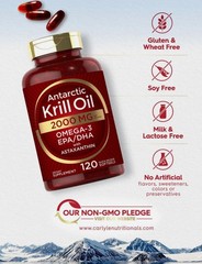 Antarctic Krill Oil Omega-3 EPA, DHA 2000 mg 120 Softgels with Astaxanthin~