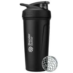 BlenderBottle Strada 24 oz Stainless Steel Protein Shaker Bottle Insulated Black