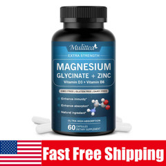 500MG Magnesium Glycinate With Zinc,D3 Improved Sleep, Stress , Anxiety Relief