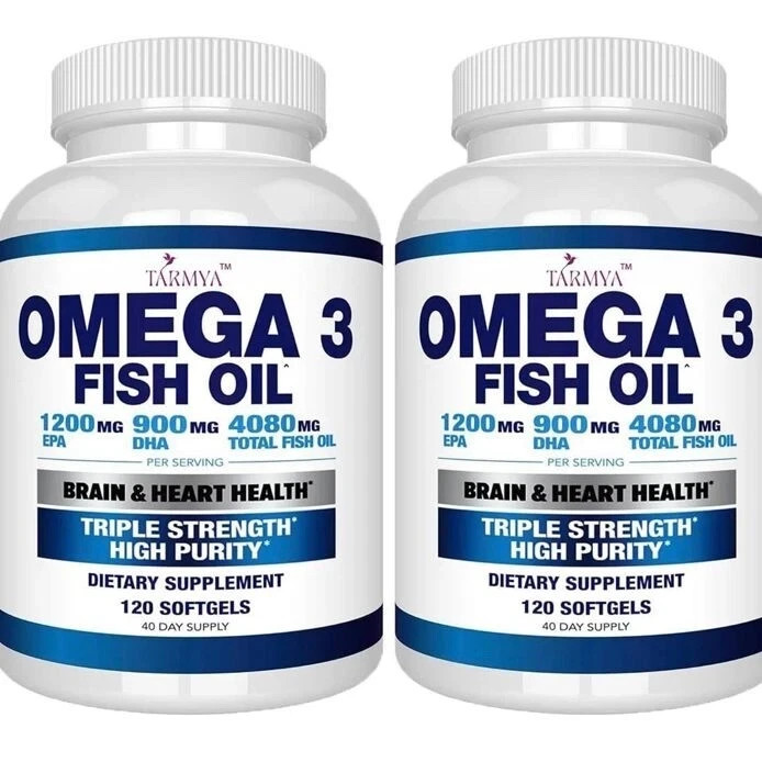 Wild Caught Omega-3 Fish Oil 120 Softgels Heart, Brain, Immune Support (2 Pack)
