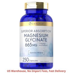Magnesium Glycinate 665 mg | 250 Powder Capsules | Non-GMO and Gluten Free