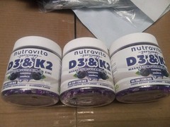Nutravita Sugar-Free Vitamin D3 K2 Chews 180 Count-Blueberry ~ Exp 3/27