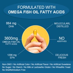 Omega 3 Fish Oil Capsules 3x strength 3600mg EPA & DHA,Highest Potency 60/120pcs
