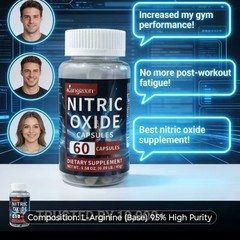 Nitric Oxide Booster 480 CAPSULES for Gym And Test Booster 95 Percent Pure