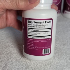 Rosabella Beetroot Dietary Supplement 1300mg Veggie Capsules, 60 Count, Organic