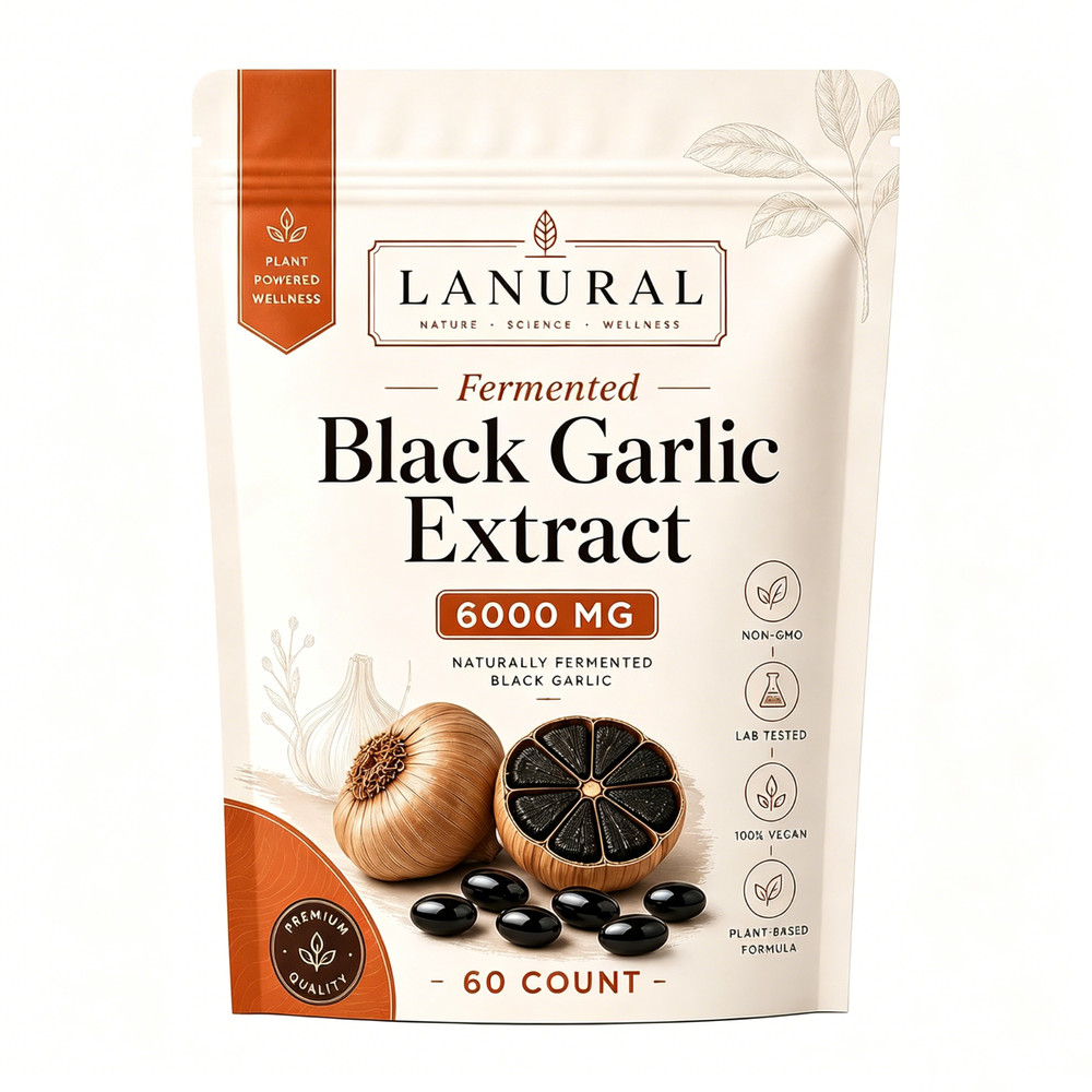 Fermented Lanural Black Garlic, Odorless Capsules, 60 Count