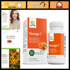 Omega-7 Sea Buckthorn Oil – 60 Softgels – Supports Heart & Skin Health, Non-GMO