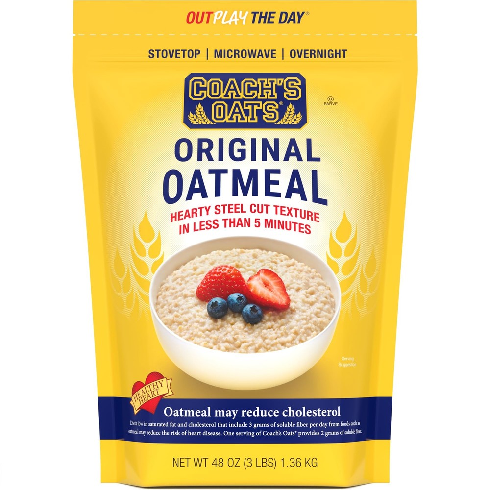 Coach’s Oats Whole Grain Oatmeal 3 lbs (48 oz) | Cracked 48 Ounce (Pack of 1)