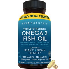 Share Viva Naturals Omega 3 Fish Oil 2500mg, 2250mg Fatty Acids, 90 Softgels