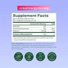 Bloom Creatine Monohydrate Gummies Sugar-Free Enhances Strength Cognitive Health