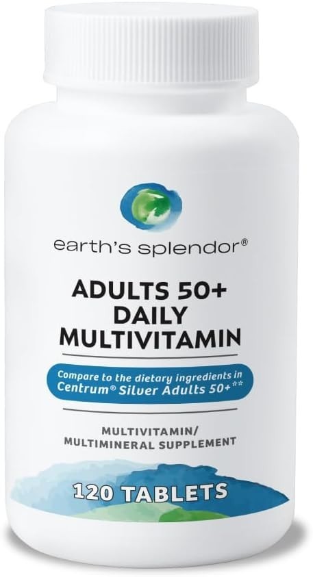 & Gluten-Free Daily Vitamin for Adults 50+ – 120 Count Wellness Tablets