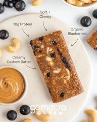 GoMacro Macrobar Organic Vegan Protein Bars Blueberry + Cashew Butter 2.3 Ou…