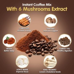 Mushroom Coffee, 6 Adaptogenic Mushrooms (Lion’s Mane, 6.35 Ounce(Pack of 1)