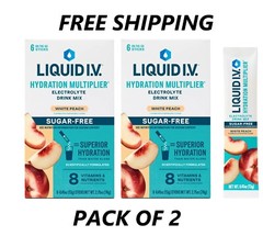 Liquid I.V. Hydration Multiplier Electrolyte Drink Mix White Peach 6 Ct 2 Pack