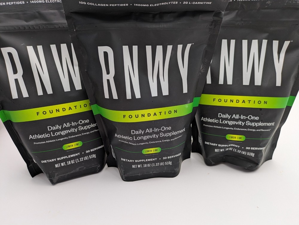 Lot of 3 bags: RNWY Foundation- Daily All-in-One, Lemon-Lime, 18oz