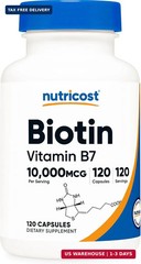 Nutricost Biotin (Vitamin B7) 10,000mcg (10mg), 120 Capsules – Vegan, Gluten Fre