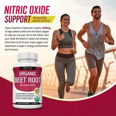 Toplux Organic Beet Root 2040mg Tablets, Nitric Oxide & Circulation Support