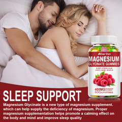 Magnesium Glycinate Gummies 600mg w/Vitamin CoQ10+Vitamin D3+Vitamin B6
