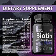 Biotin with Collagen & Keratin – Maximum Strength, Hair Skin and Nail Health