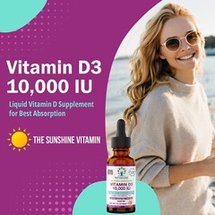 Vegan Plant Based Liposomal Liquid Vitamin D3 dropper – 10,000 IU, Orange Flavor