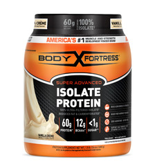 Body Fortress 100% Isolate Protein Powder, Vanilla, 1.5 lb, 60g Protein