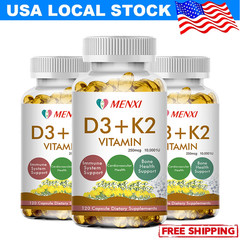 Vitamin D3 10000 IU K2 MK7 200 mcg, Vit D and K Supplement 360 softgels