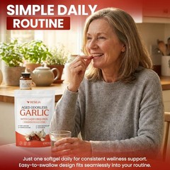 Resilia Garlic Extract 1200mg Softgels (60 Count) – Odorless Aged Garlic Extra..