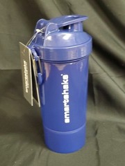 Smartshake Original2Go ONE Shaker Bottle Clear Blue 27oz W/ Dry Container NEW